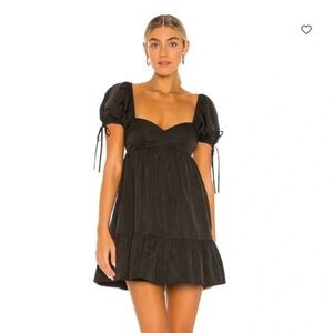 Amanda Uprichard Black Dress with Puff Sleeves
